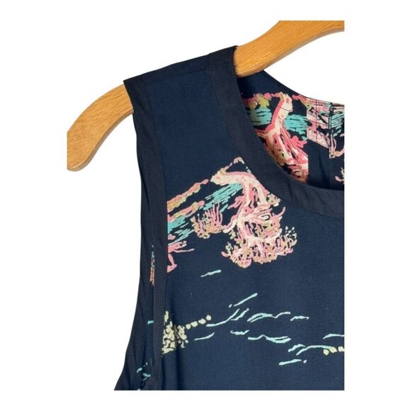 Neuw Dress Women Medium Black Oriental Print Sleeveless Button Back Maze Mini - Picture 6 of 10